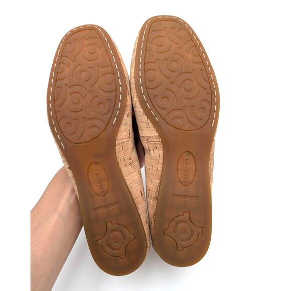 Born Brin Classic Ballet Flat Bow Top Women's Natural Cork Size US7.5M EU38 - Picture 6 of 9
